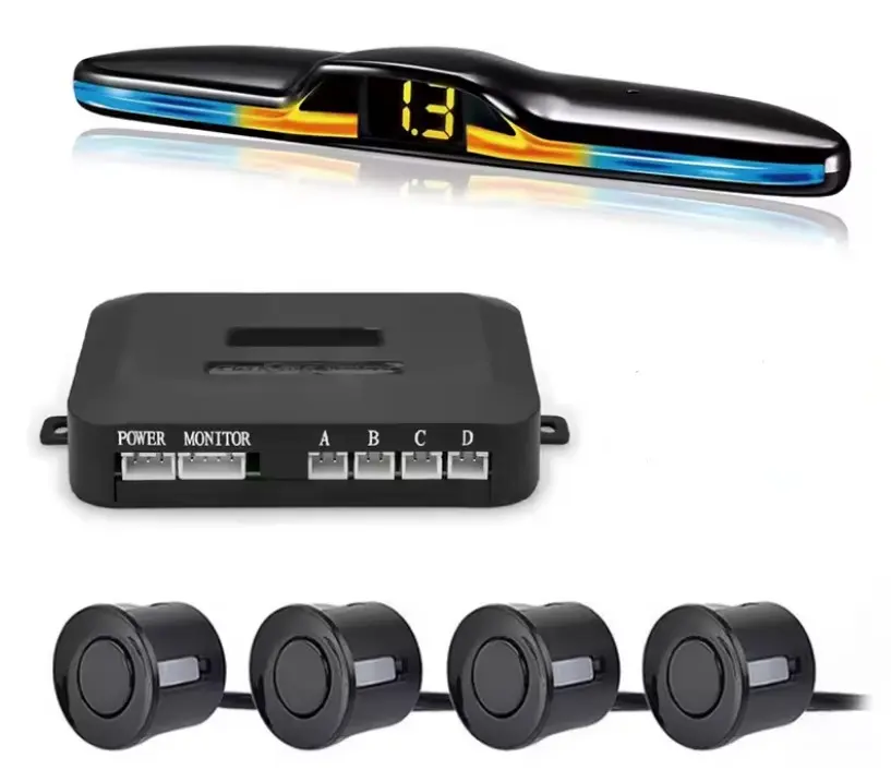 Capteur de stationnement pour tout type de voiture (Universel) | Affichage de moniteur Parktronic détecteur de sauvegarde Assistant 4 sondes