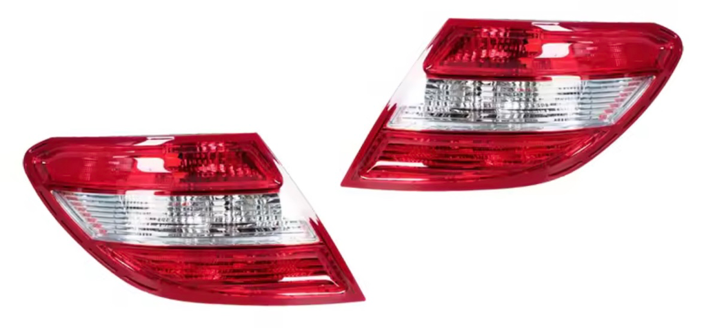 2 feux arrière pour Mercedes-Benz Classe C W204 (2007 à 2010), clignotants, feux stop, feux de recul, feux arrière gauche et droit