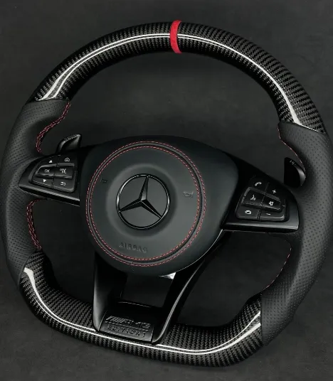 Volant Mercedes AMG Carbone & Cuir avec Repère 12H – Sport OEM+