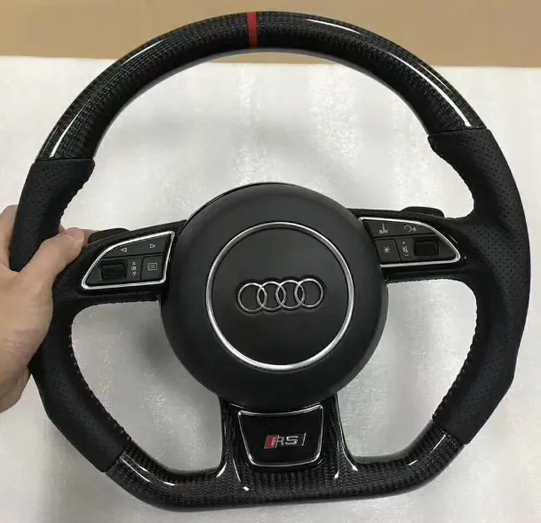 Volant Audi RS Carbone & Cuir avec Repère 12H – Sport Premium OEM+