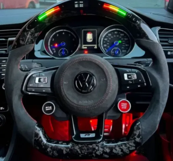 Volante VW Carbone Méplat LED + Start/Stop & Drive Select – Versión Racing Completa