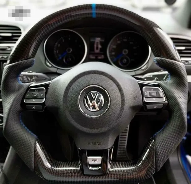 Volant VW Carbone Méplat R-Line – Design Sport Premium & Confort de Conduite