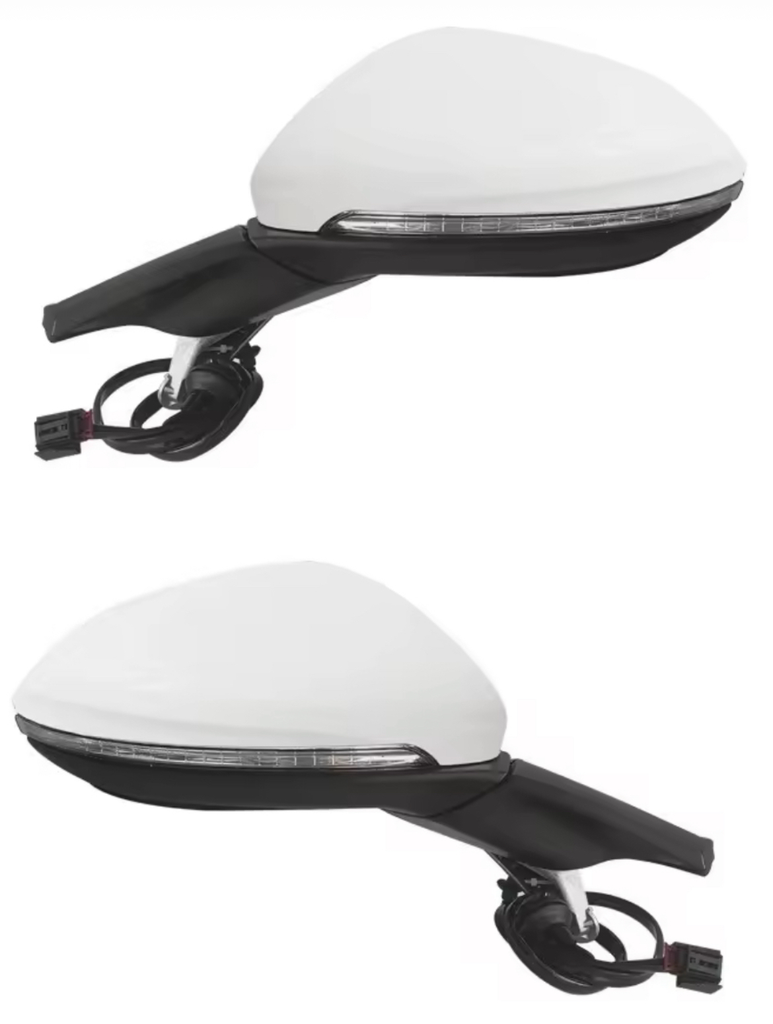 2x Rétroviseur pliable électrique blanc pour Golf 7 avec miroir chauffant, réglage électrique avec lumière
