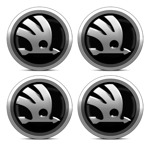 LOT 4 Cache Moyeu 60mm Pour SKODA Emblème Jante Centre De Roue ADAPTABLES POUR PLUSIEURS SKODA